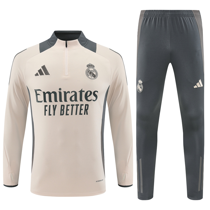 JerseysGala.com | Real Madrid 24-25 Kids Long Sleeve Training Set - Apricot -Customize Name, Number and Patch | Worldwide Shipping