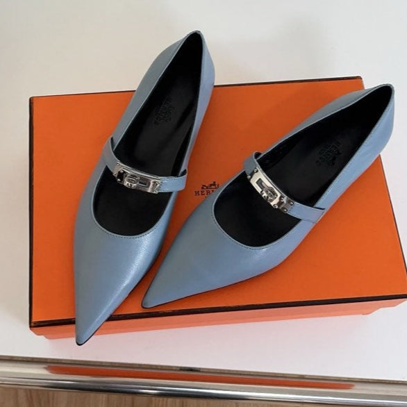 KIARA FLAT PUMP IN CERULEAN BLUE CALFSKIN、mysite、Cacoeks