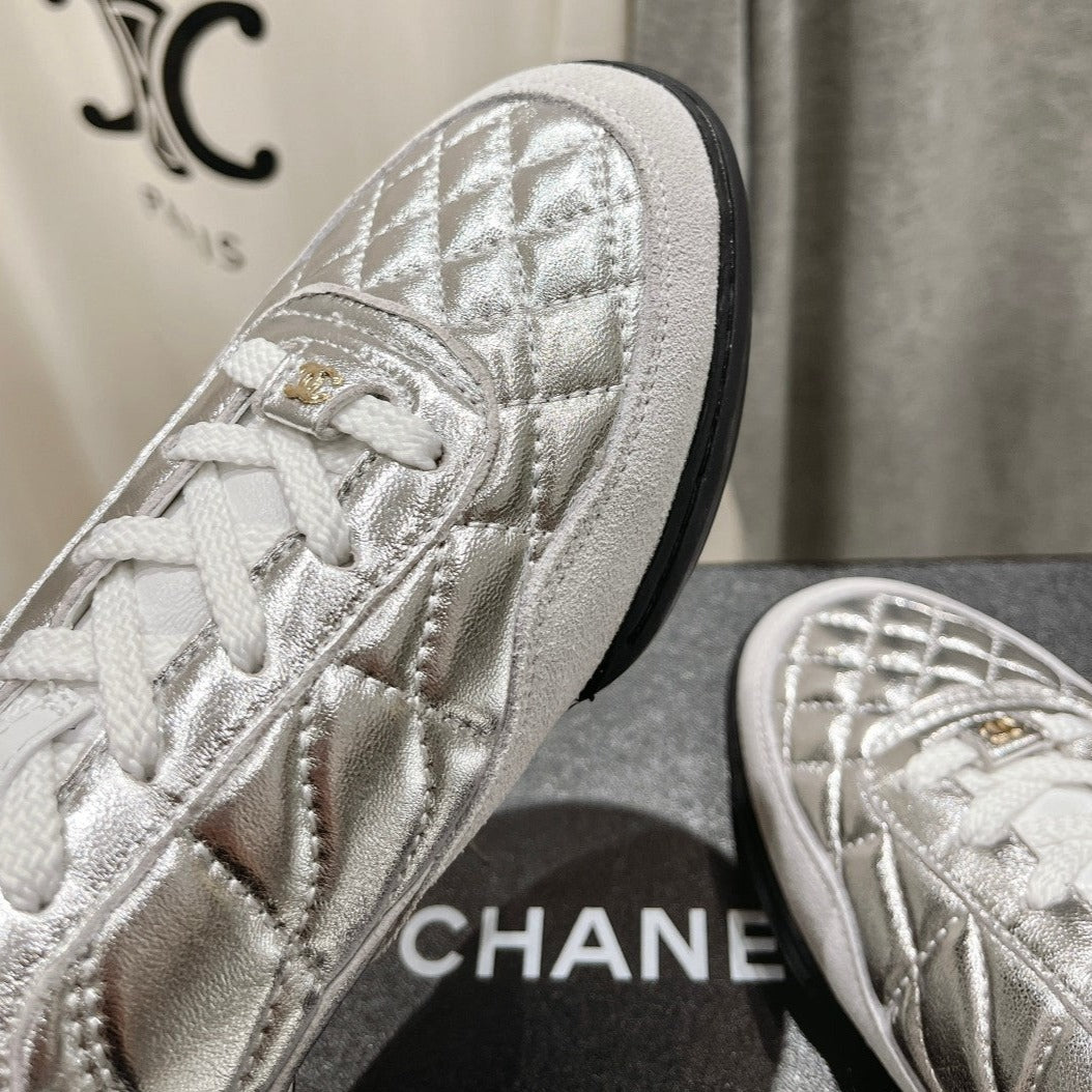 Double C New Quilted Panda Shoes Silver Sheepskin、mysite、Cacoeks