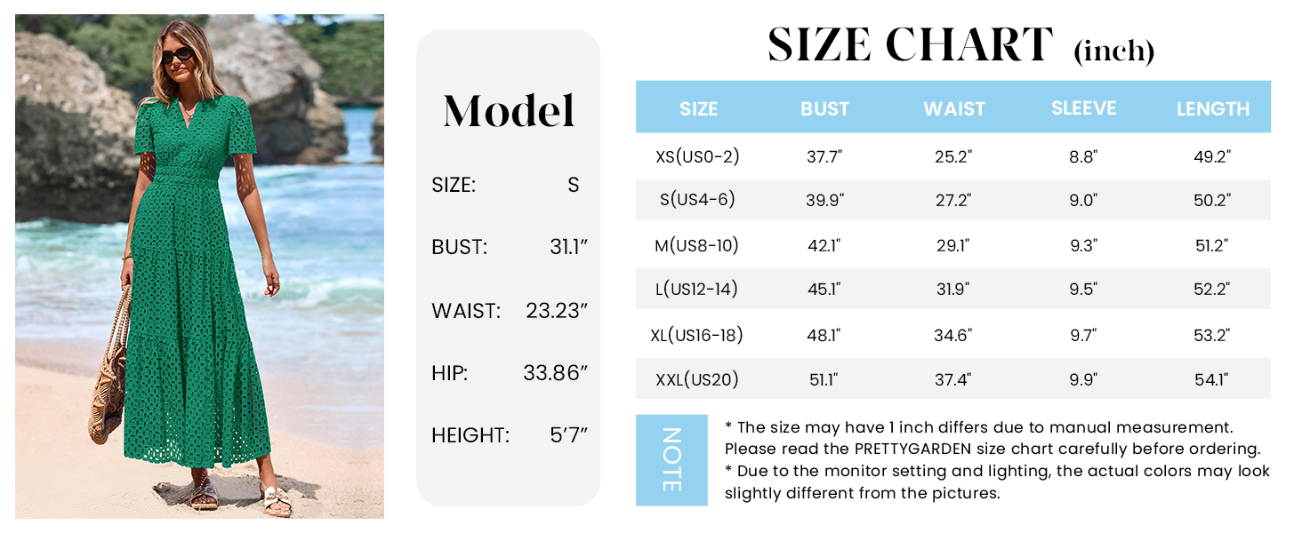 PRETTYGARDEN Womens Eyelet Maxi Dress