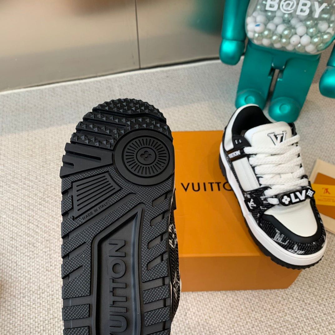 LV TRAINER MAXI SNEAKER IN WHITE MIX BLACK CALFSKIN、mysite、Cacoeks