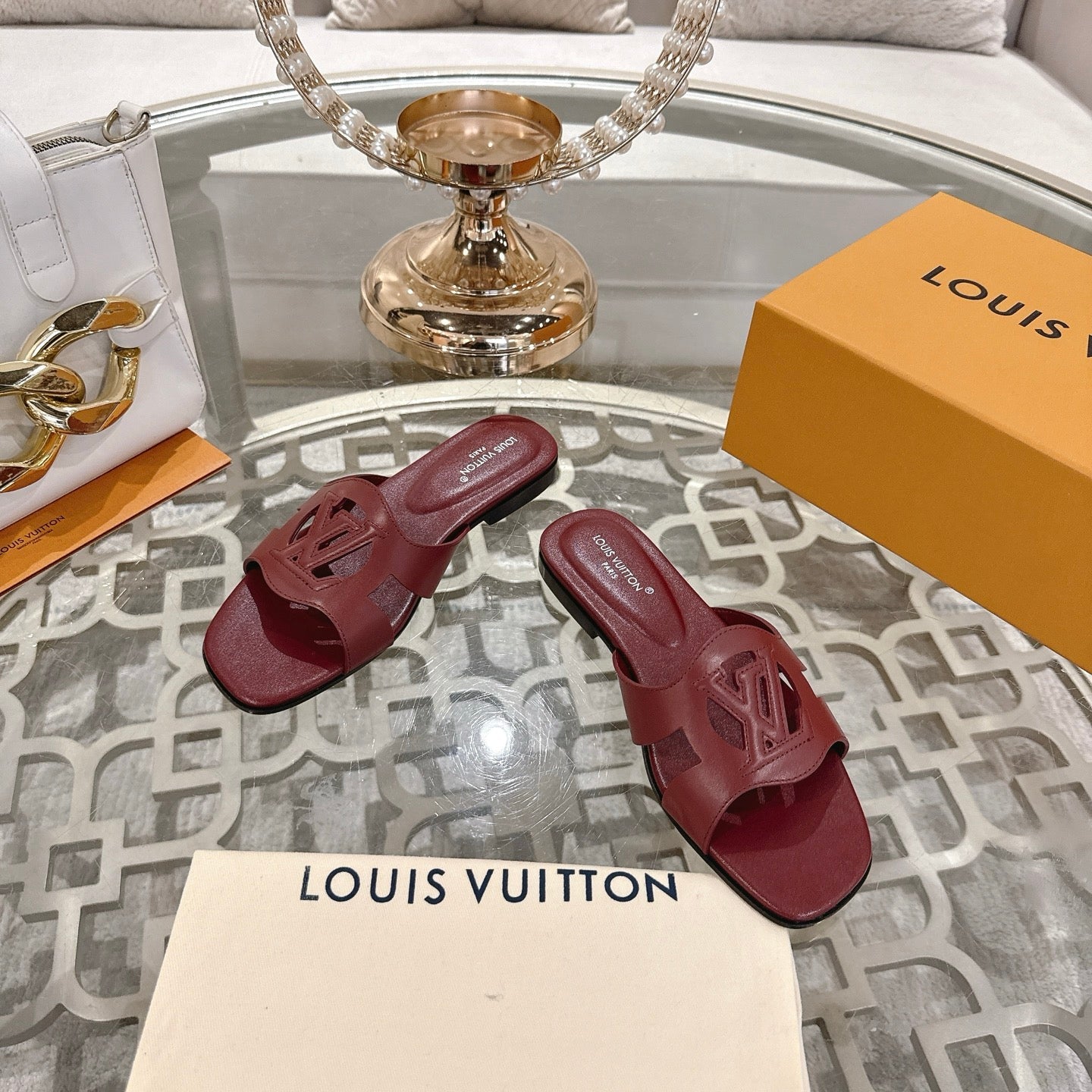 ISOLA FLAT SLIDE IN JAM RED CALFSKIN、mysite、Cacoeks