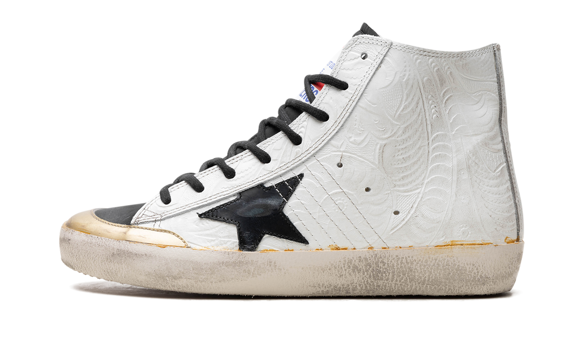 FRANCY PENSTAR FLOWERS PRINTED SUEDE UPPER AND LIST NYLON TOE LEATHER STAR "WHITE GOLD BLACK"、mysite、Cacoeks