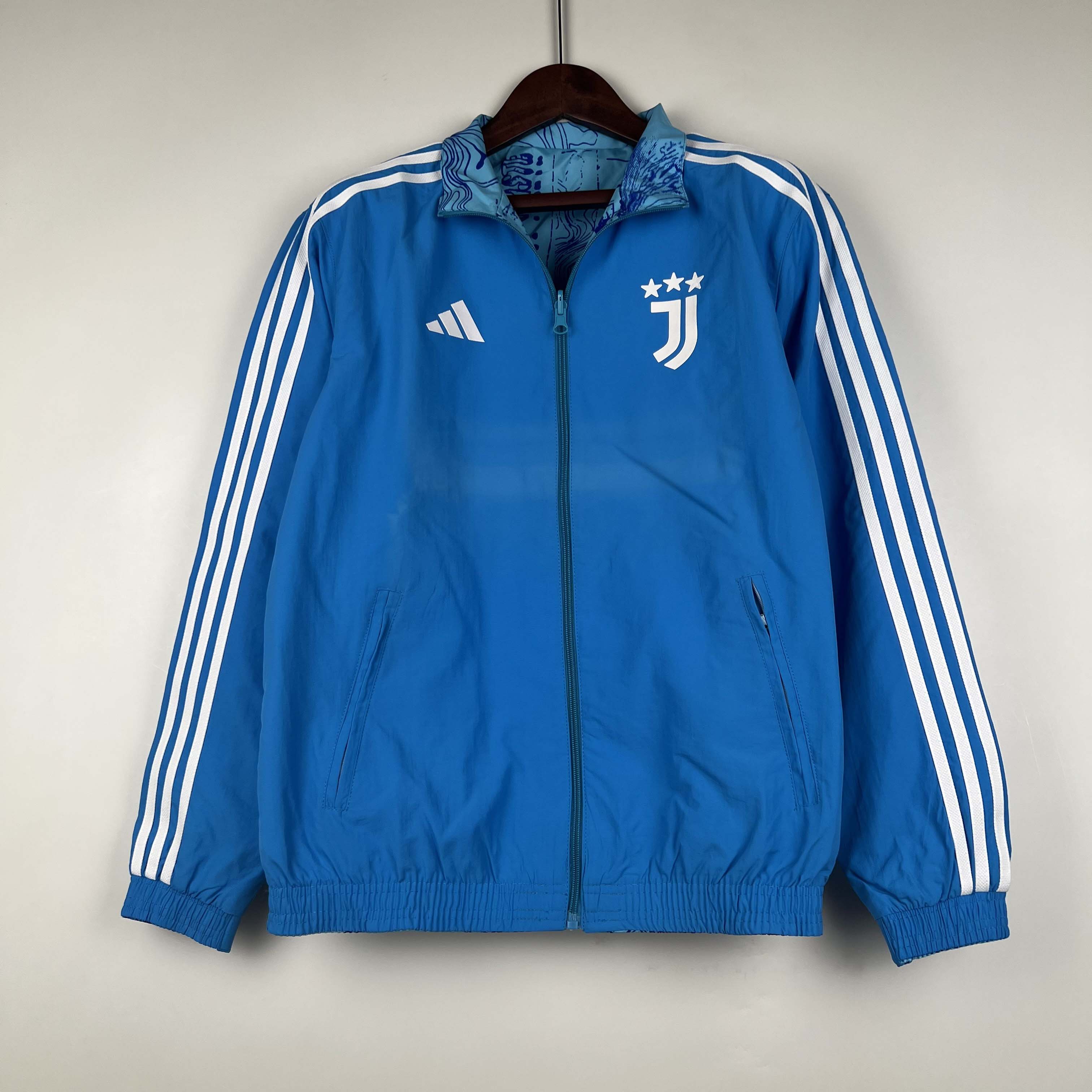 2023-2024 Juventus Reversible Windbreaker Blue Soccer Jersey 1:1 Thai Quality:football jersey mysite: unitedjerseyfootball 邓江浪:football