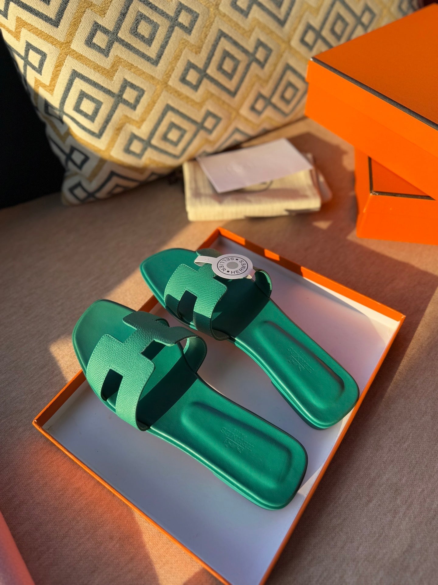 0RAN SANDALS IN PERSIAN GREEN CALFSKIN、mysite、Cacoeks