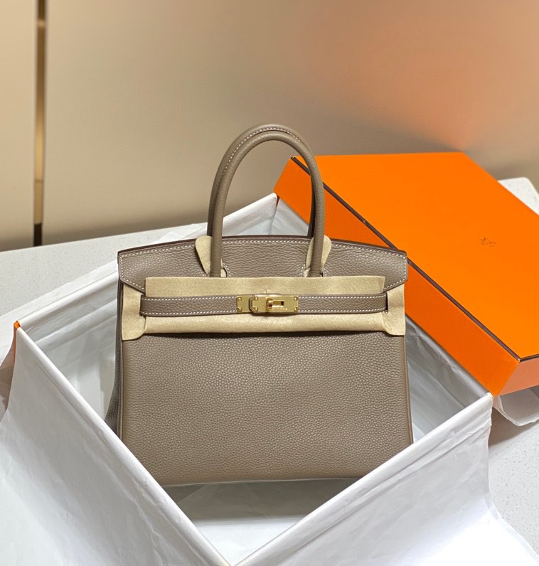 Hermes Birkin 30CM 35CM Togo Leather Milkshake Elephant Grey With Gold