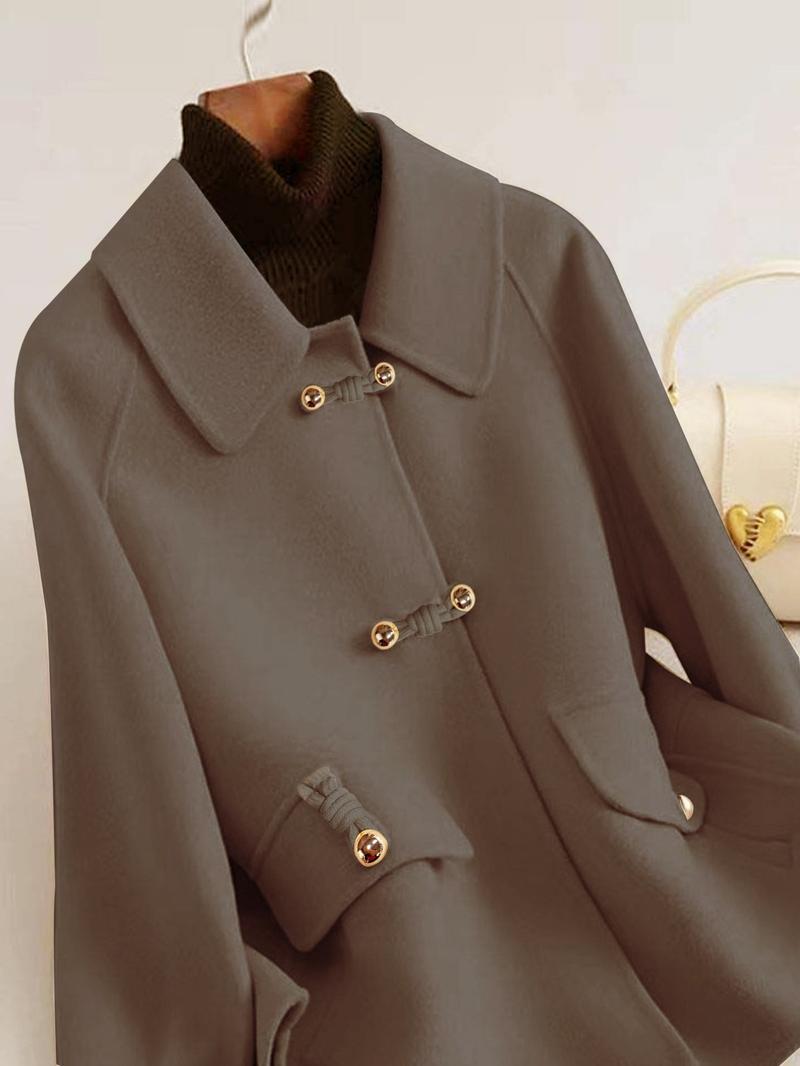 French Fashion Women's Autumn Winter Thicken Woolen Coat, Ladies Short Jacket, Elegant Casual Loose Double-Sided Floral Tweed Outerwear