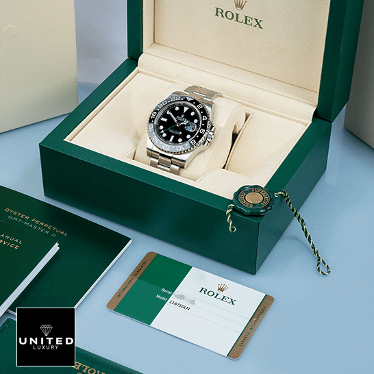 Rolex GMT Master 116710LN in the rolex box