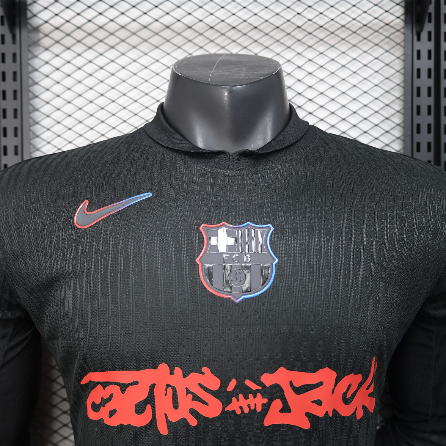 UltraTrikot-Barcelona x Travis Scott 24-25 Away Black Long Sleeves Jersey - Player Version