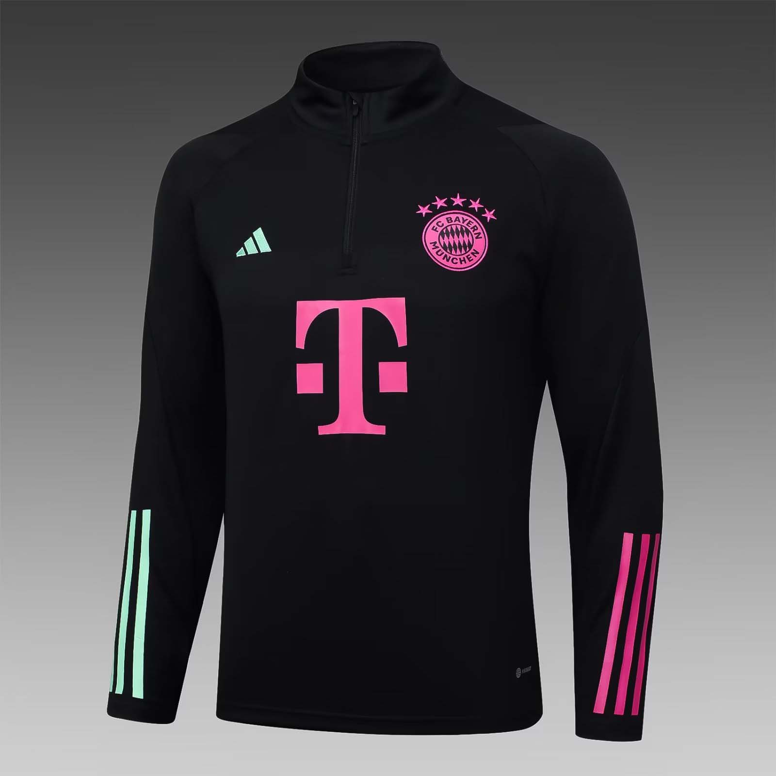 2023/2024 Bayern Munich Half-Pull Training Suit Black Football Shirt 1:1 Thai Quality Set:football jersey mysite: unitedjerseyfootball 邓江浪:football