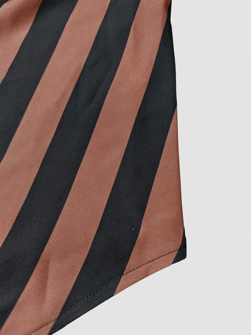 Women's Long Sleeve Striped Button Front Shirt Dress, Layered Design, Casual Spring & Fall Fashion, Elegant Women's Clothing
