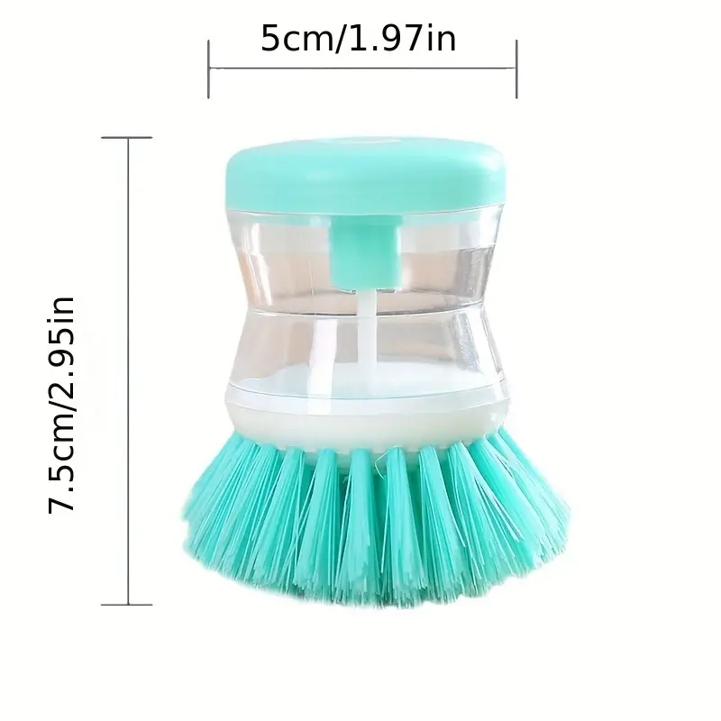 1pc portable manual press liquid dishwashing brush   pp material no electricity needed compact multi purpose kitchen tool for rv camping outdoor picnics home use durable cleaning brush details 0