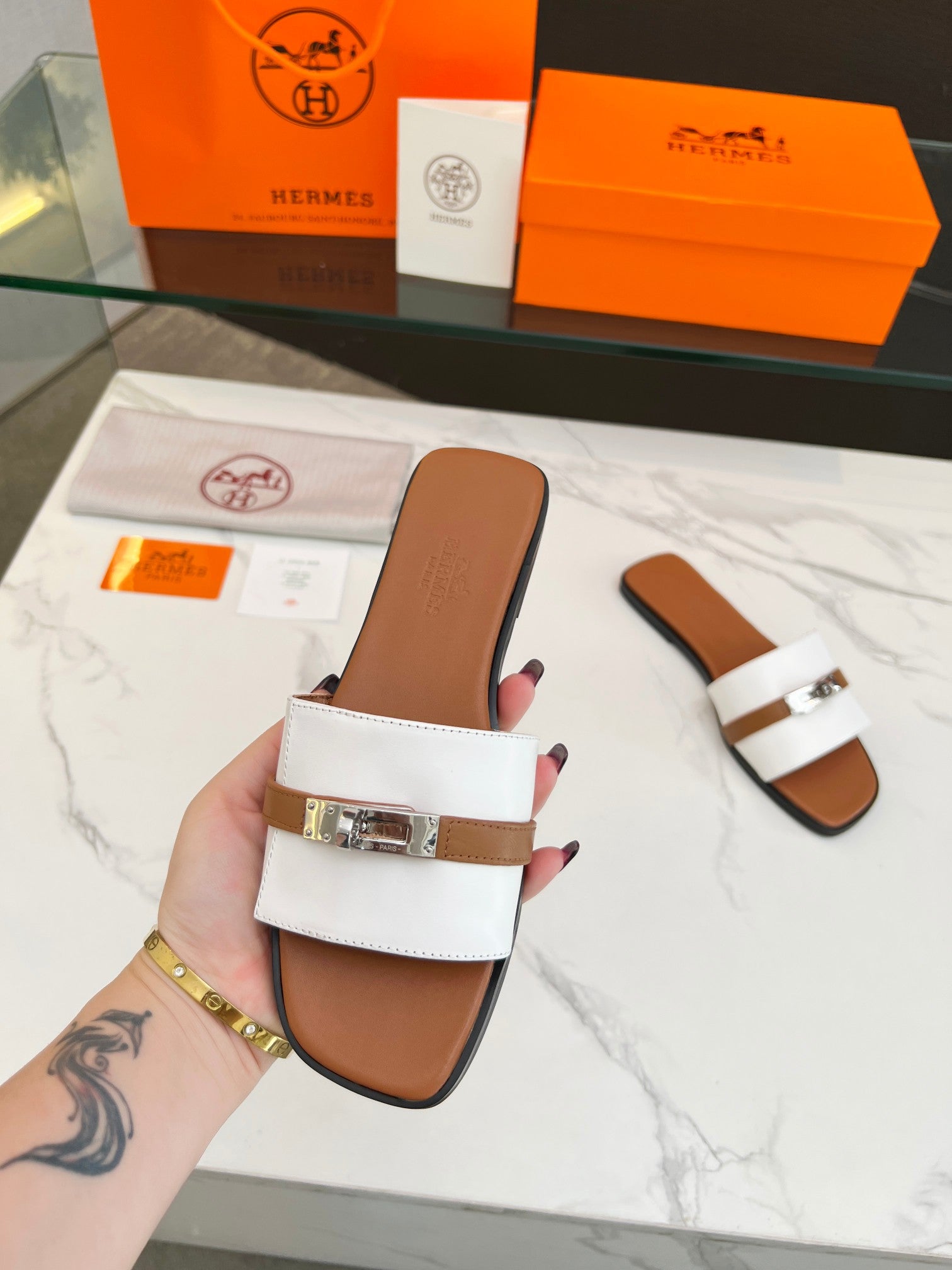 Giulia Sandal White Tan Calfskin、mysite、Cacoeks