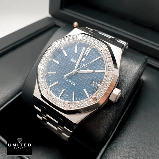 Audemars Piguet Blue Dial Diamond Bezel Replica in the black box