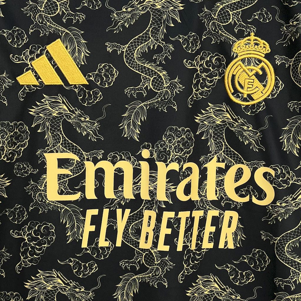 UltraTrikot-Real Madrid 25-26 Golden Chinese Dragon Pattern Black Jersey - Fans Version