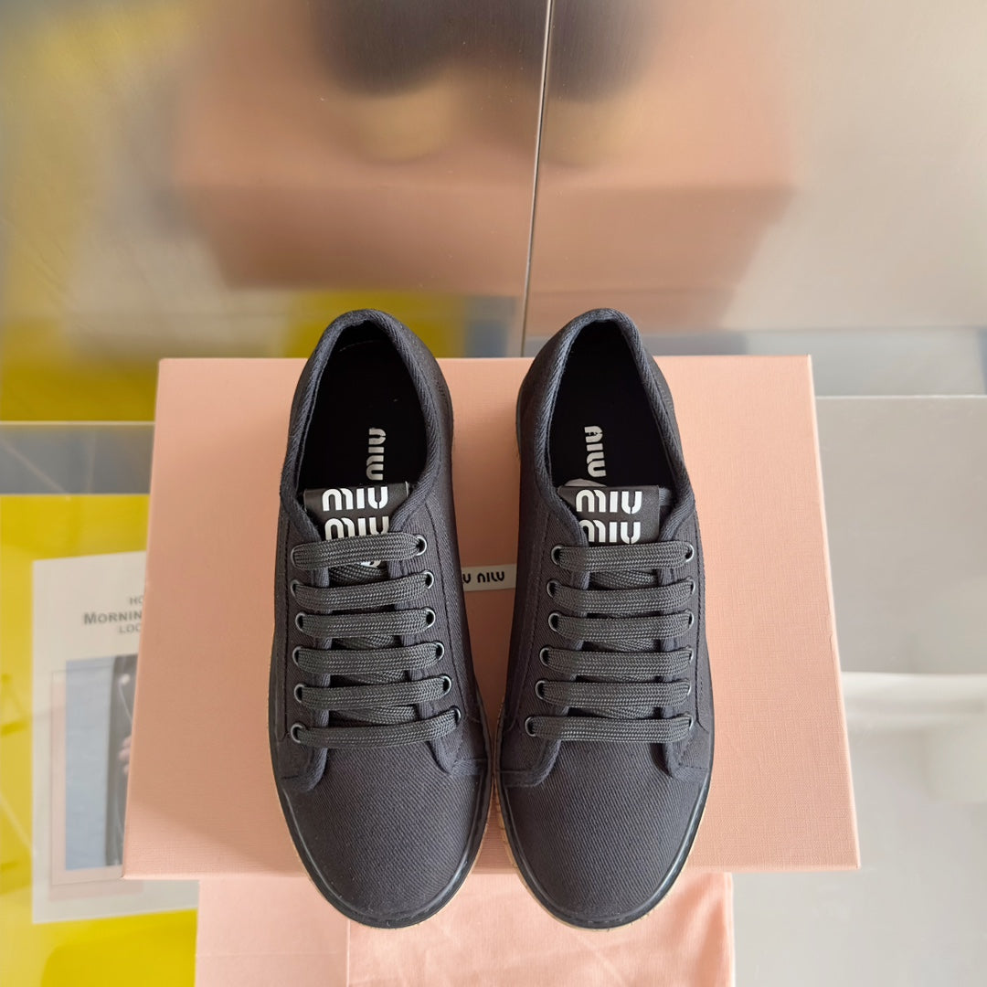 Lace - up Platform Shoes Black Canvas、mysite、Cacoeks