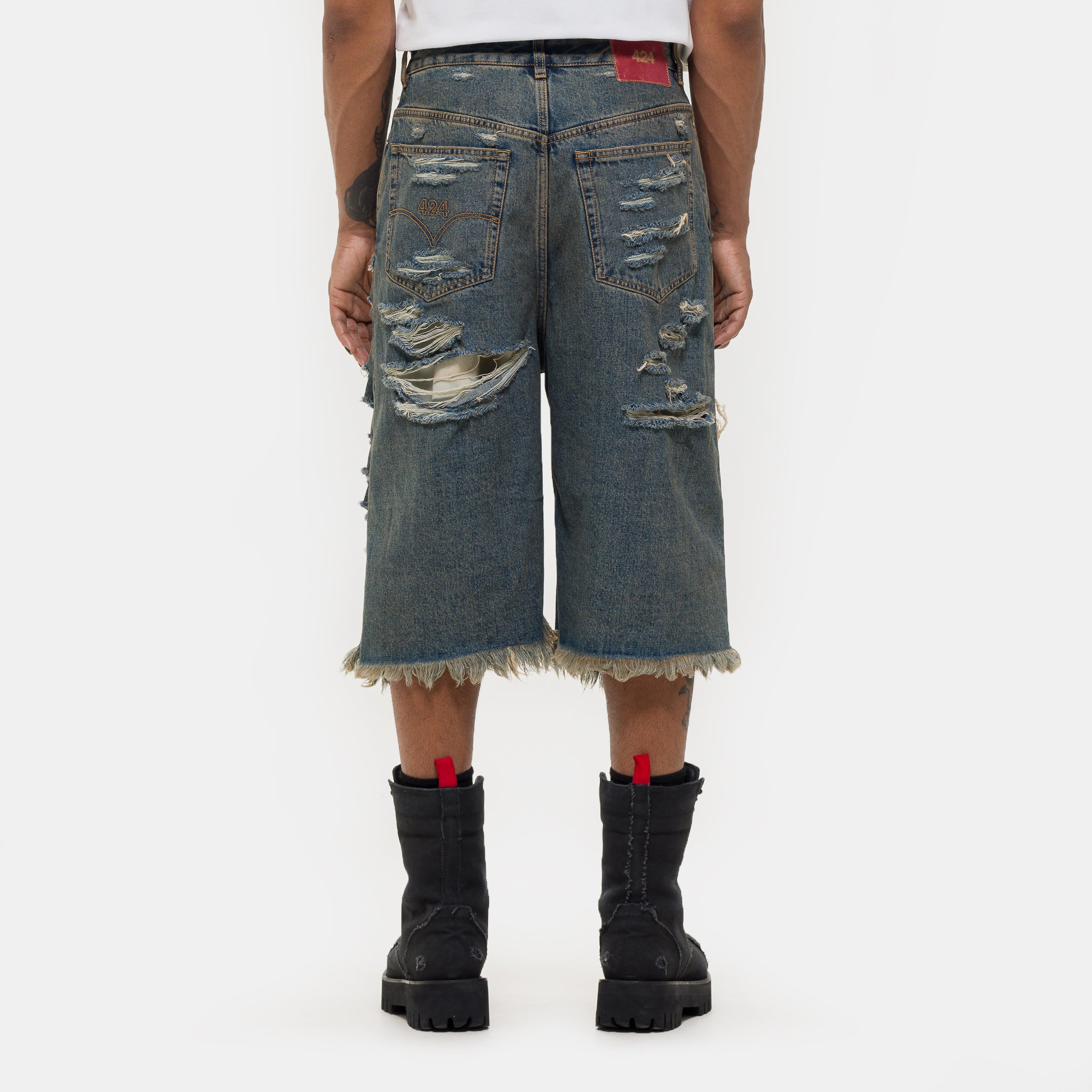 Big Daddy Denim Short in Blue/Brown Sugar Washing