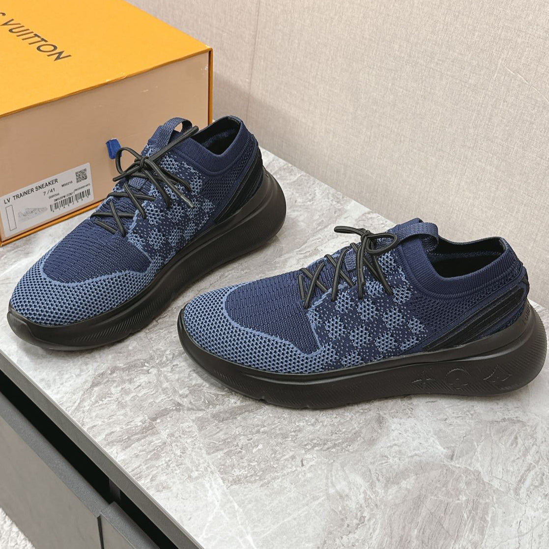SNEAKERS IN MIDNIGHT BLUE DAMIER ELASTIC FABRIC、mysite、Cacoeks