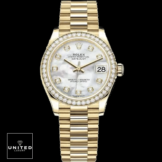 Rolex Datejust 178288-0001 White Dial Gem-Set Indices Diamond Bezel