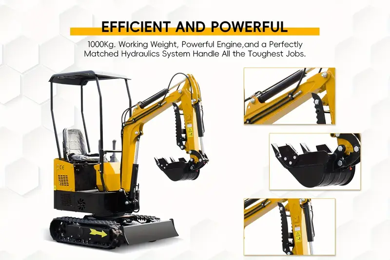 1 ton mms mini excavator heavy duty crawler excavator with bucket thumb clamp 13 5   engine for digging trenching construction ideal for   gardens diy compact powerful easy to   us stock fast delivery Product details 0