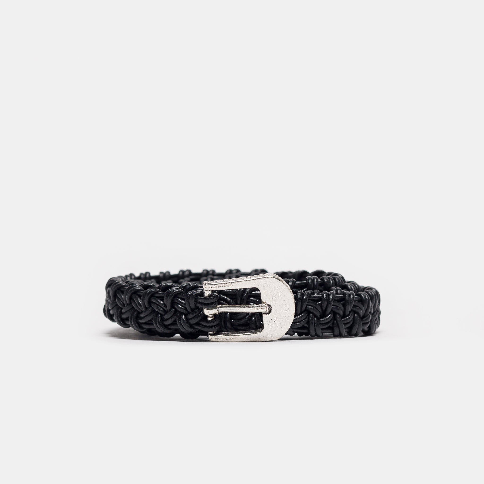 Hand-Braided Leather Belt in Black