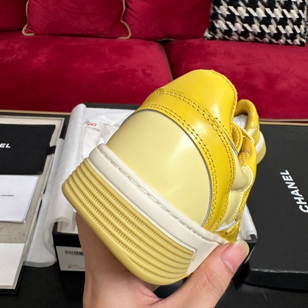 TRAINERS IN BRIGHT YELLOW SHINY CALFSKIN、mysite、Cacoeks