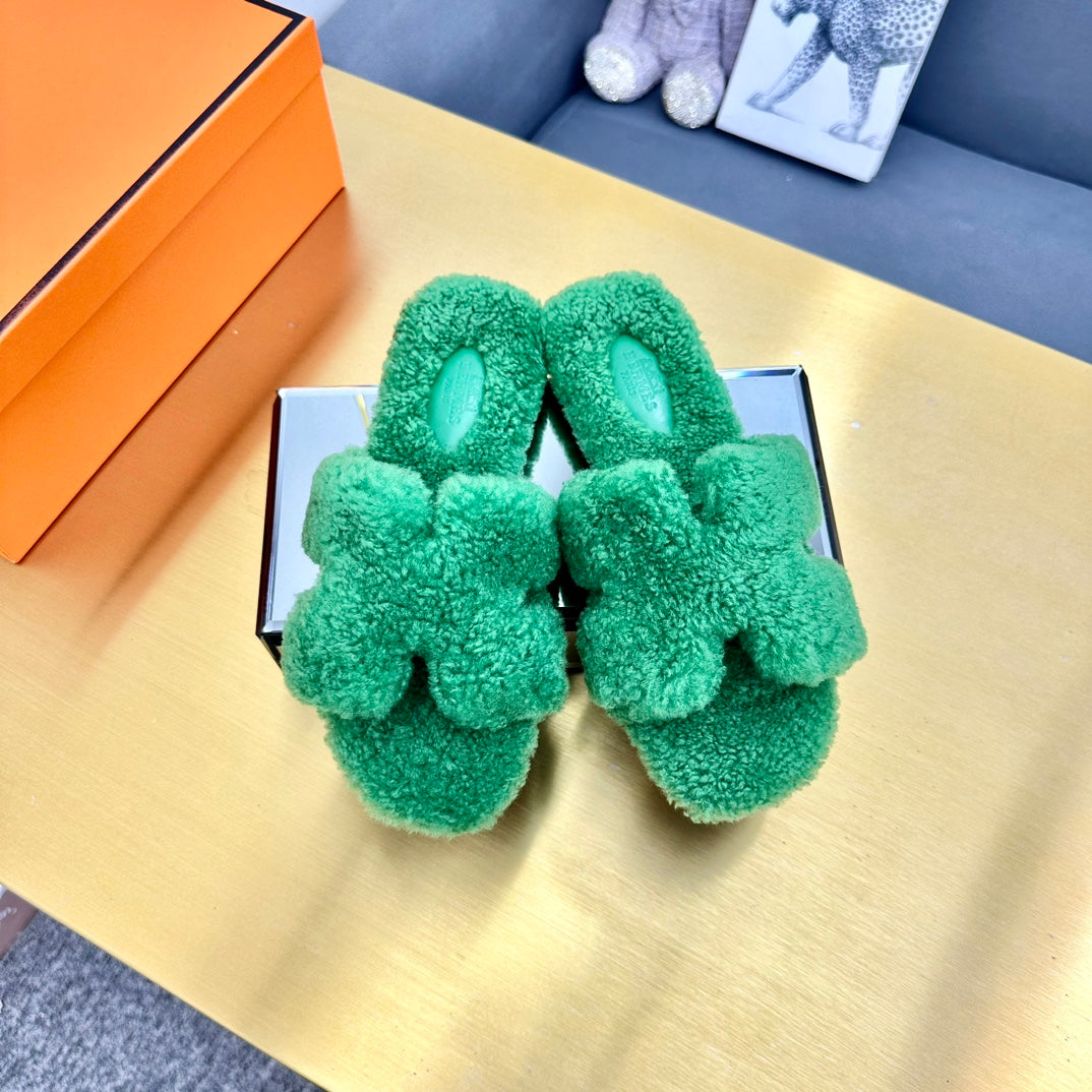 0RAN SHEARLING SANDALS EMERALD GREEN、mysite、Cacoeks