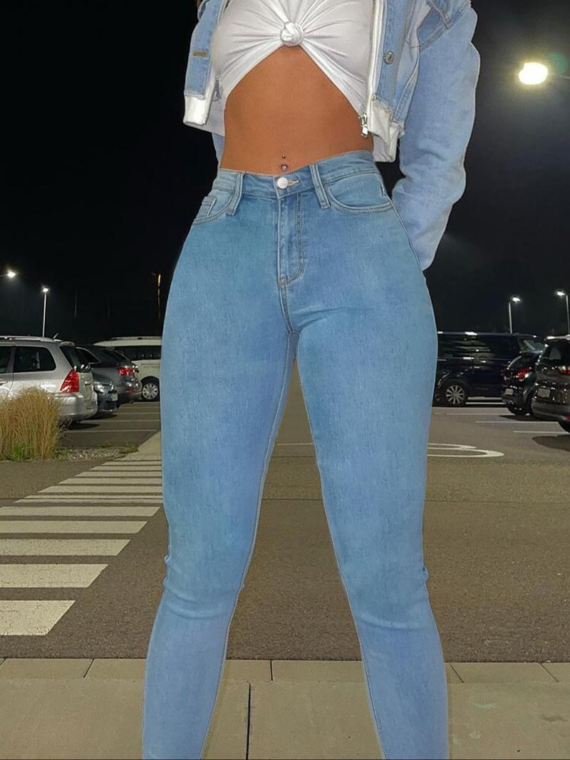 Women's Stretchy Skinny Jeans, Casual Tight-Fit Denim Jeans for All Seasons, Perfect for Commuting & Dates, Comfortable Daily Wear