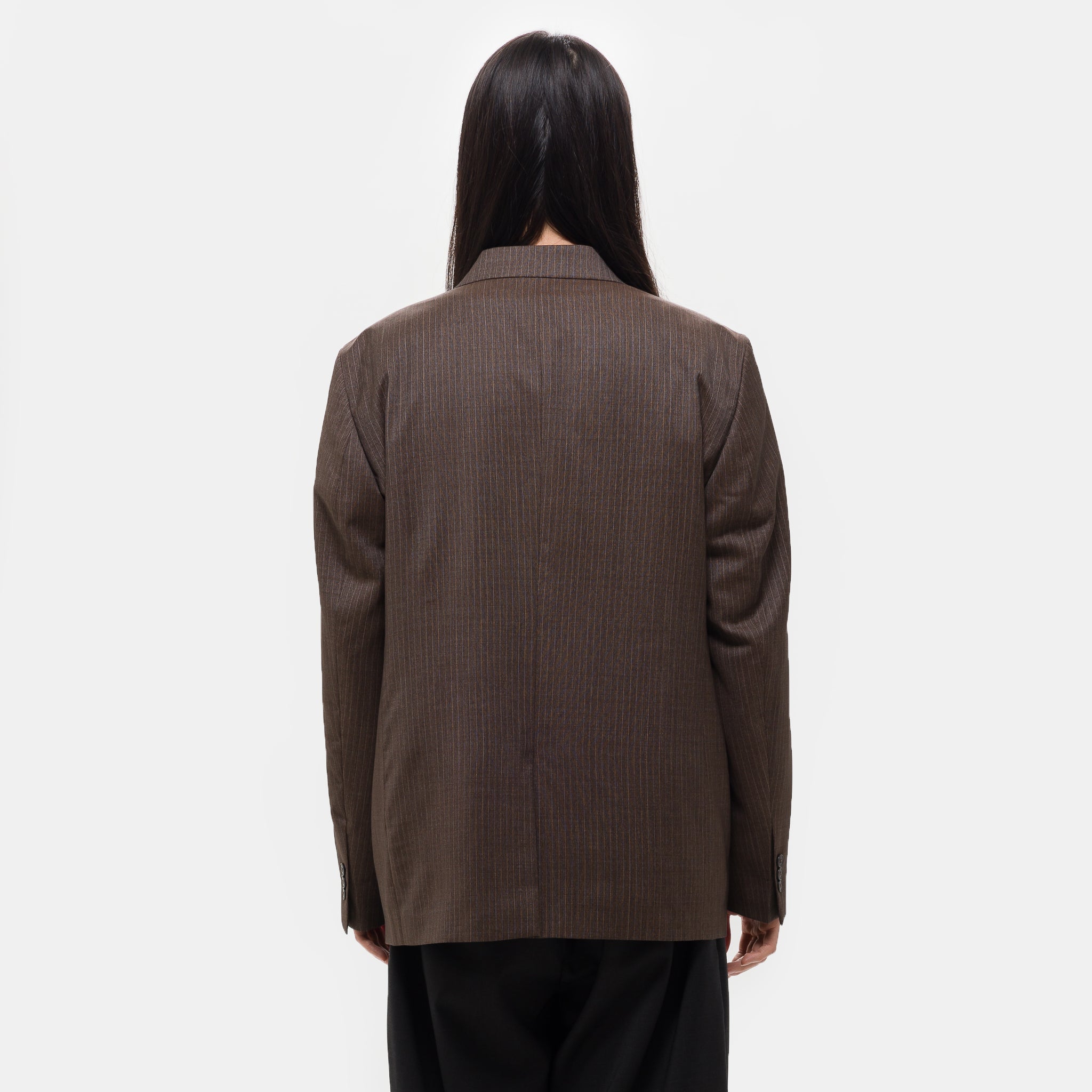 Double Breasted Blazer in Nutmeg Vintage Stripe