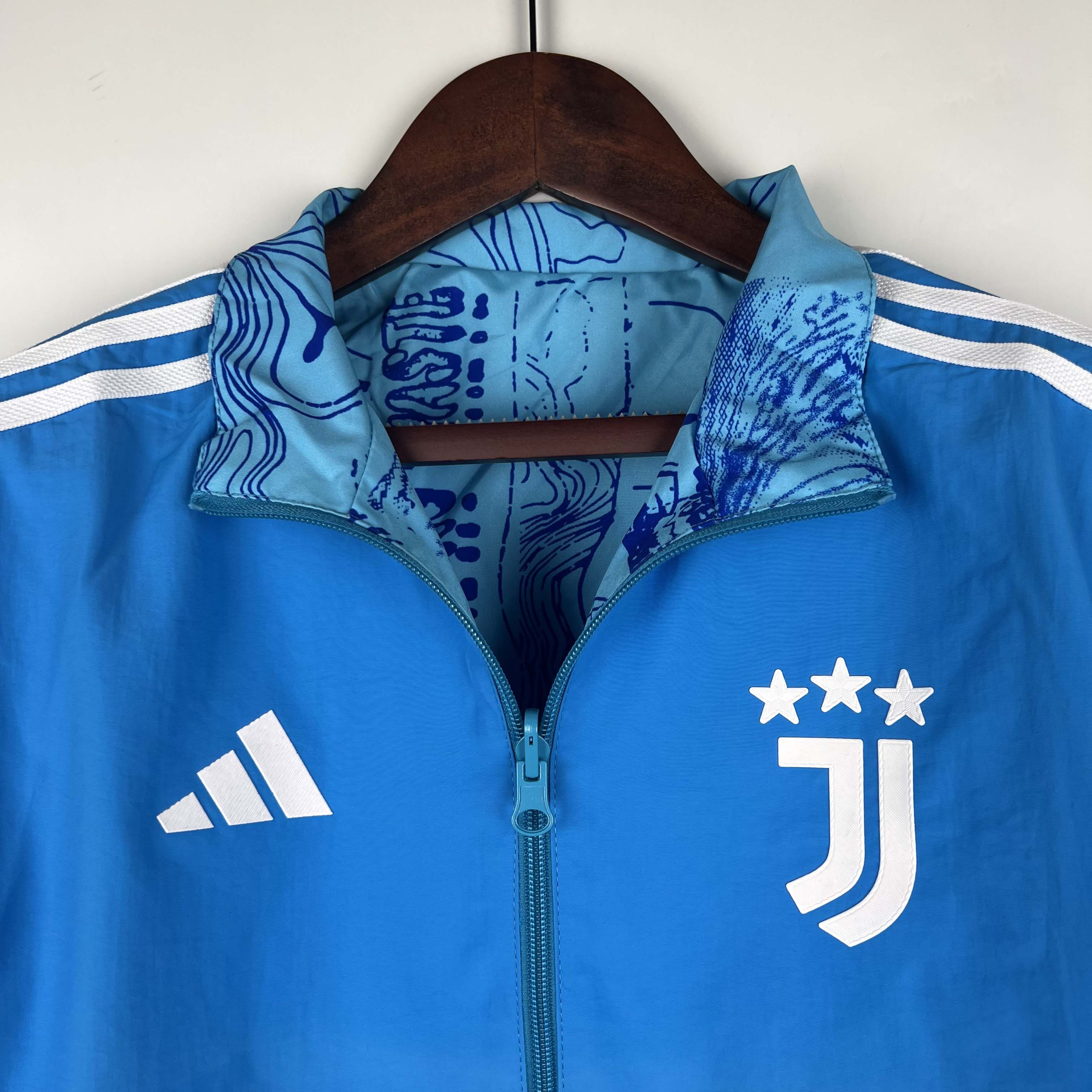 2023-2024 Juventus Reversible Windbreaker Blue Soccer Jersey 1:1 Thai Quality:football jersey mysite: unitedjerseyfootball 邓江浪:football