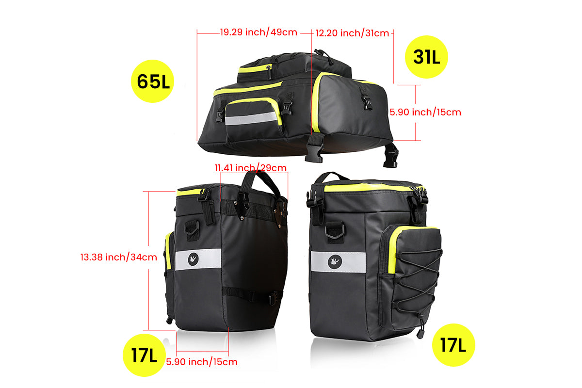 Rhinowalk 65L Ebike Bag 3-in-1 Pannier Bag Set、mySite、bearsvspackers
