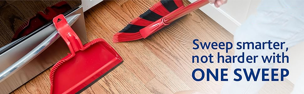 O-Cedar One Sweep Broom and Dustpan Brush and Dust Pan Set Lightweight Clean Floors in One Sweep