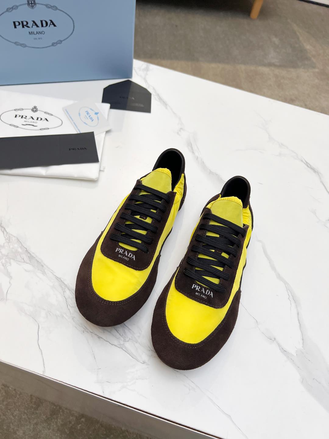 COLLAPSE SNEAKERS IN CHOCOLATE SUEDE AND YELLOW NYLON、mysite、Cacoeks