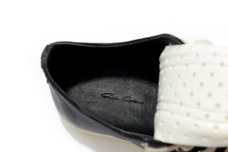 Rick Owens Leather Shoes in White Black、mysite、Cacoeks