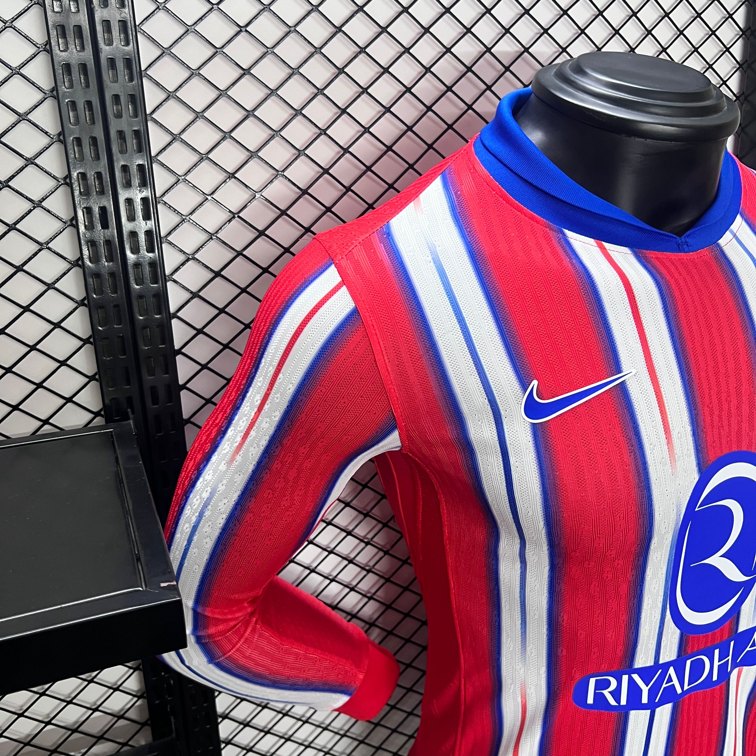 ManixJersey.com | Atletico Madrid 24-25 Home Long Sleeve Jersey - Player Version -Customize Name, Number and Patch | Worldwide Shipping