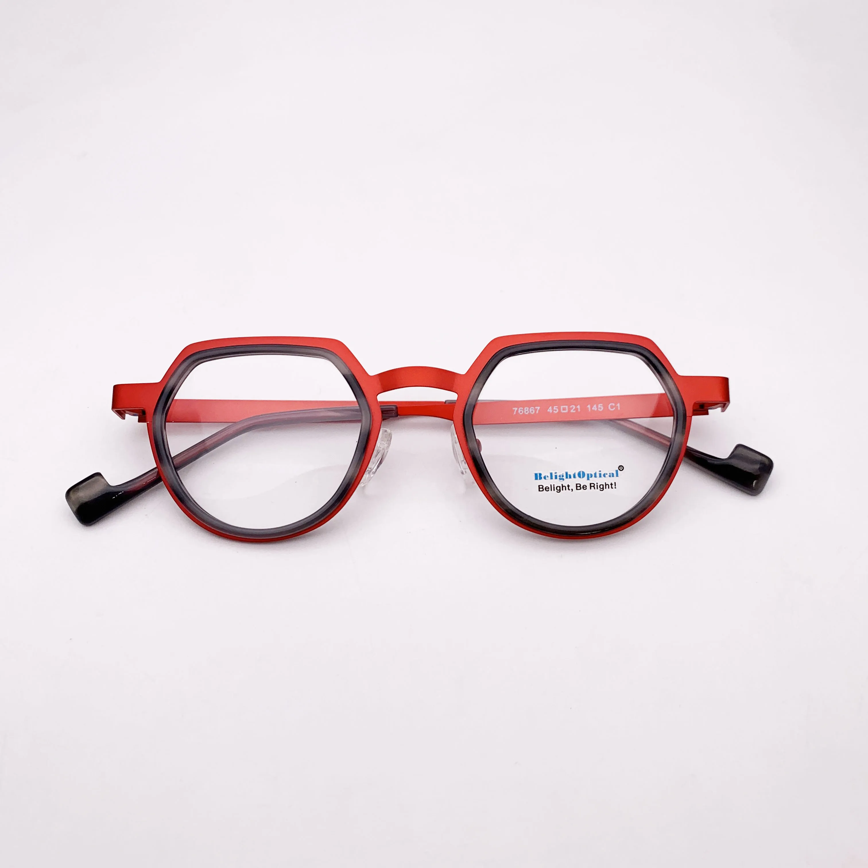 Fancy Colorful Vintage Metal with Aceate Pear Shape Optical Glasses Spectacle Frame Prescritpion Lens Women Style 76867