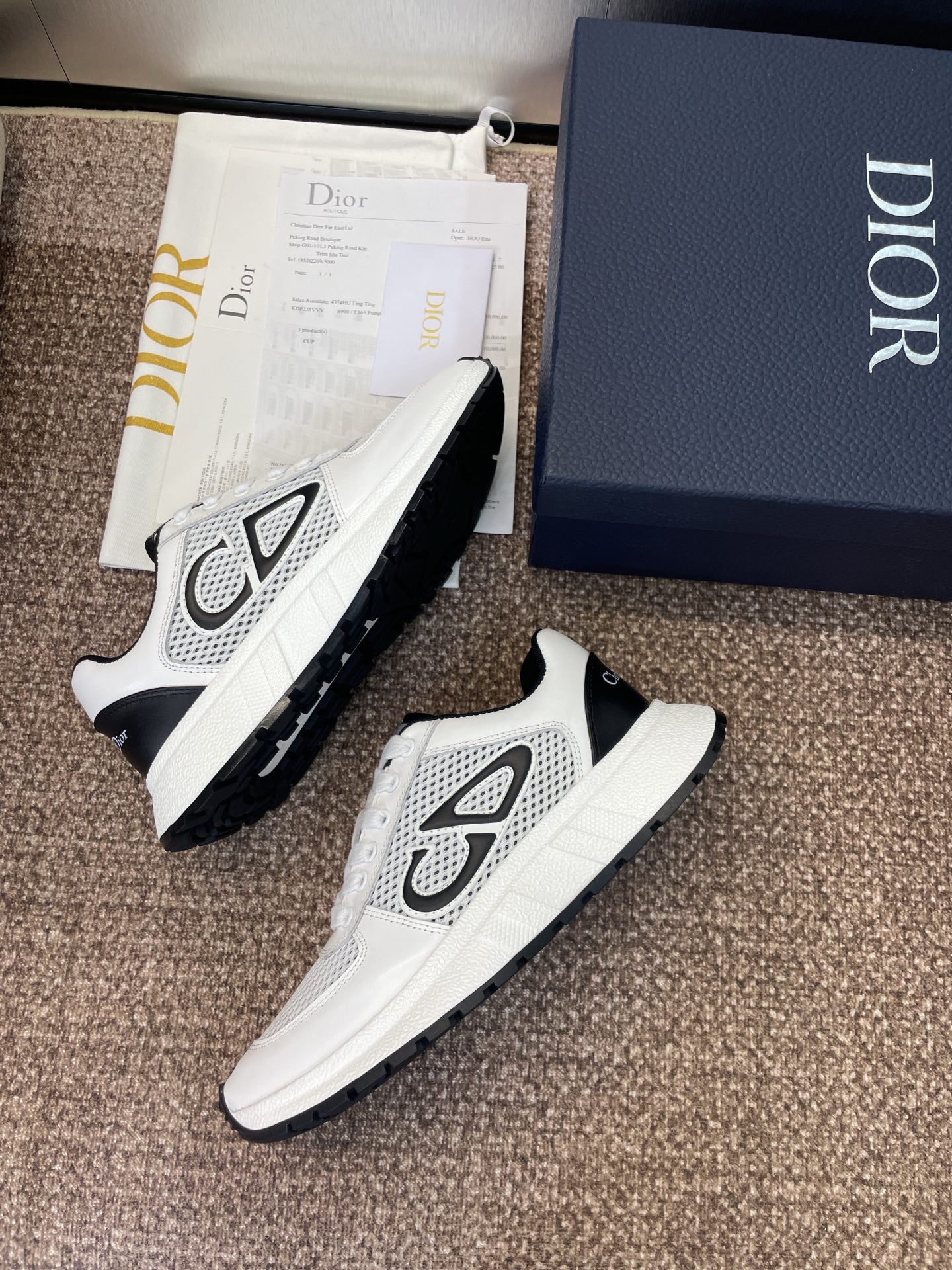 DIOR 25S D-RUN'N COUPLE SNEAKERS IN WHITE BLACK CALFSKIN AND MESH、mysite、Cacoeks