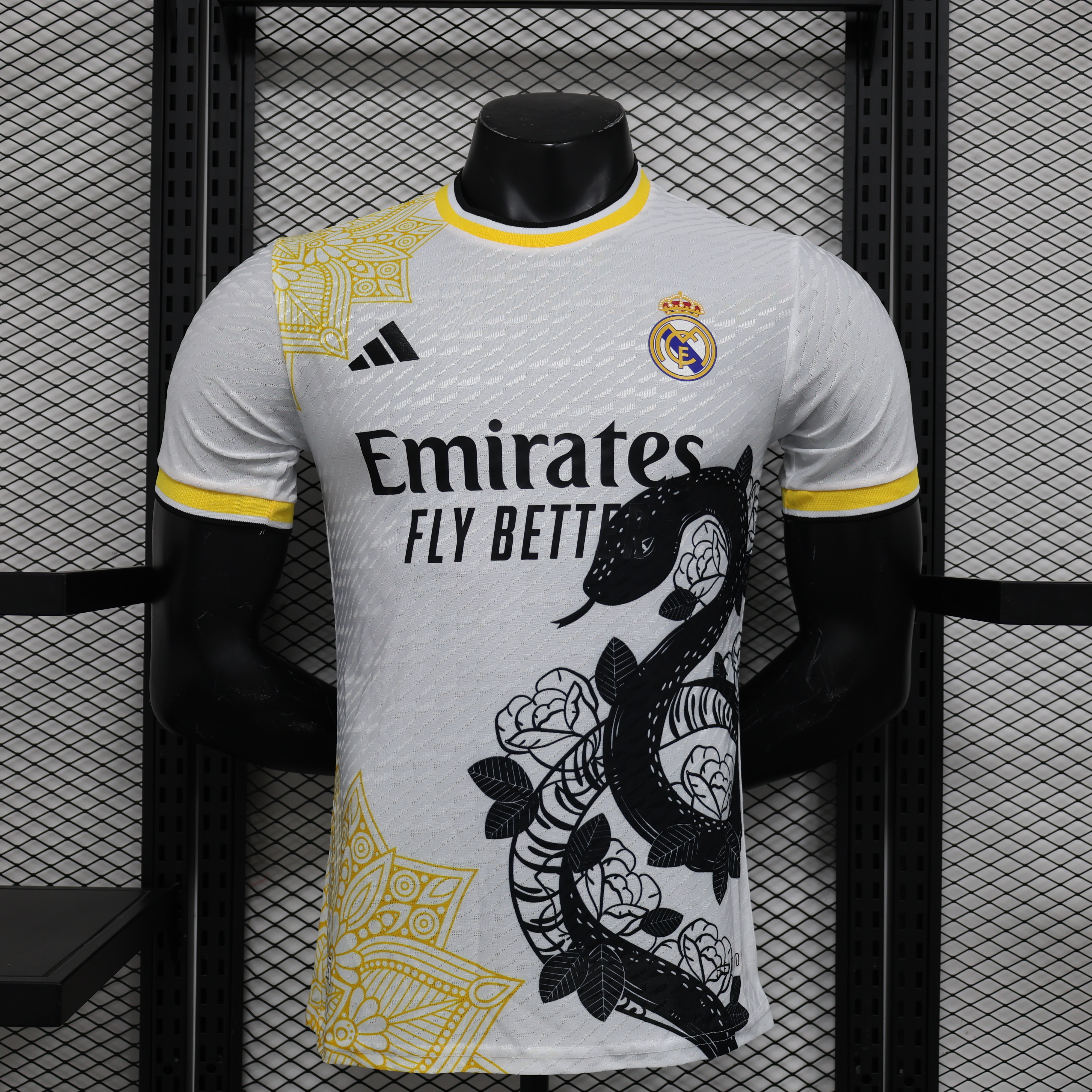 JerseysGala.com | Real Madrid 24-25 Black Snake Special Edition White Jersey - Player Version -Customize Name, Number and Patch | Worldwide Shipping