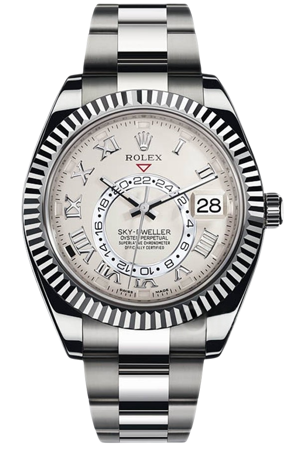 Rolex Sky-Dweller White Dial Super Clone Swiss Replica Watch Oyster Bracelet Ref 326939-72419 Swiss 9001 Movement