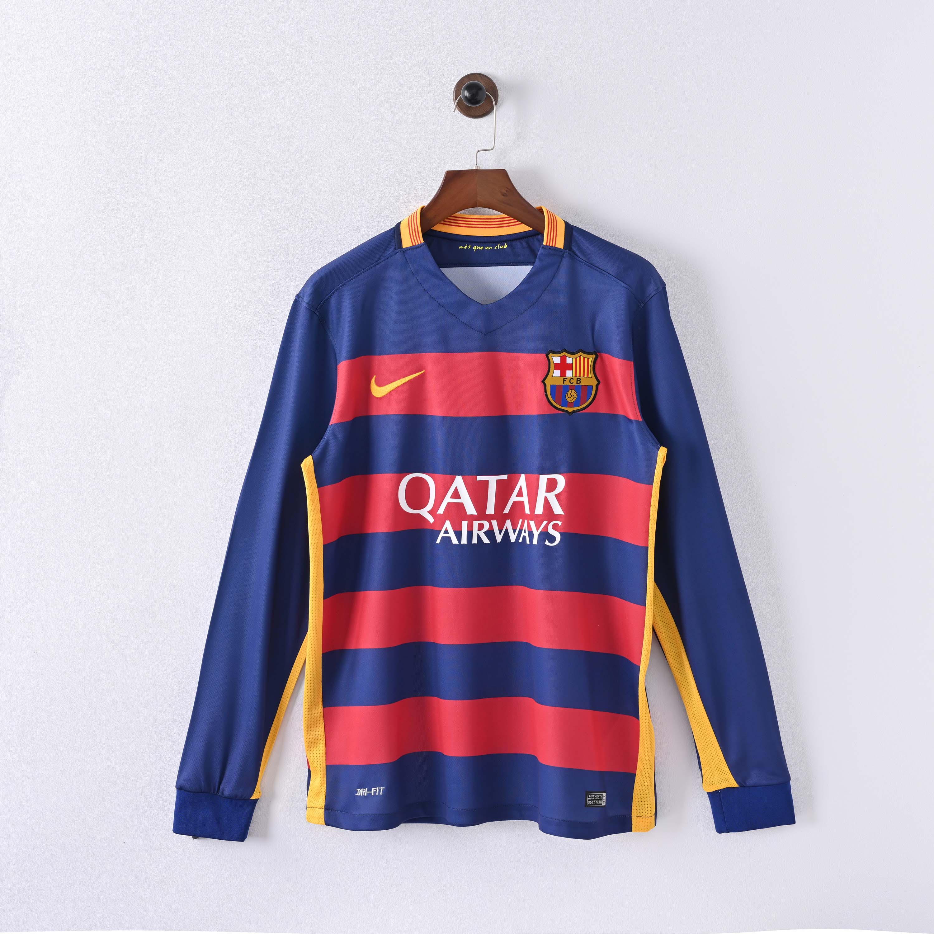 2015/2016 Retro Long Sleeve Barcelona Home Football Shirt 1:1 Thai Quality:football jersey mysite: unitedjerseyfootball 邓江浪:football