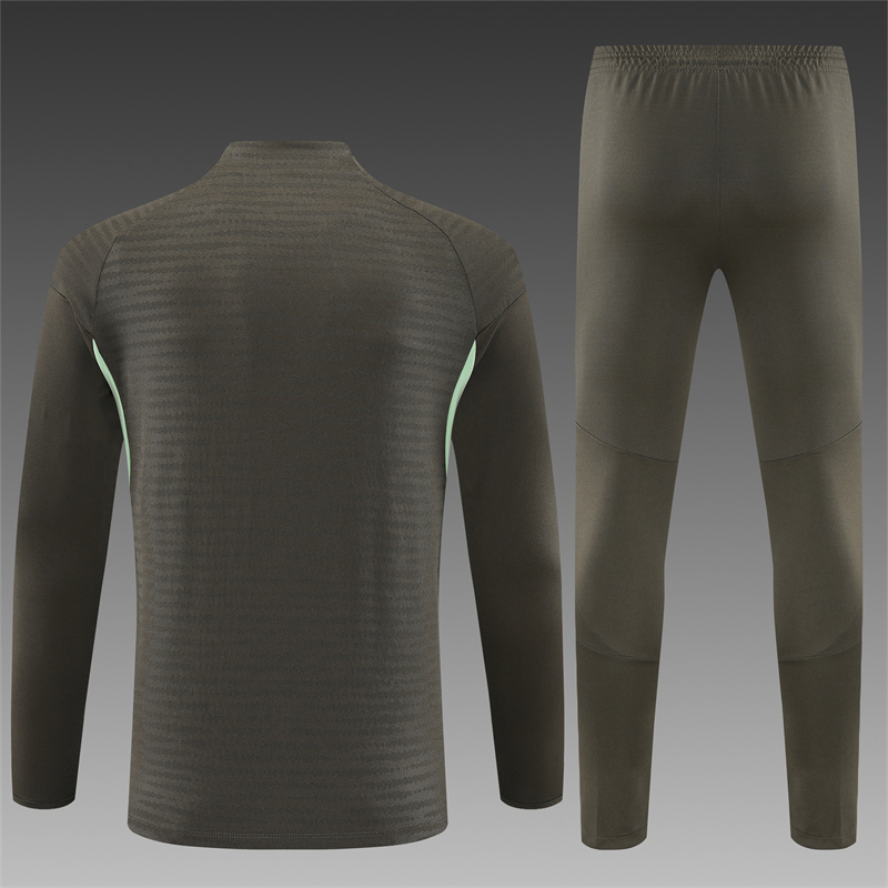 2025/2026 Real Madrid Half-Pull Training Suit Khaki Football Shirt 1:1 Thai Quality Set:football jersey mysite: unitedjerseyfootball 邓江浪:football