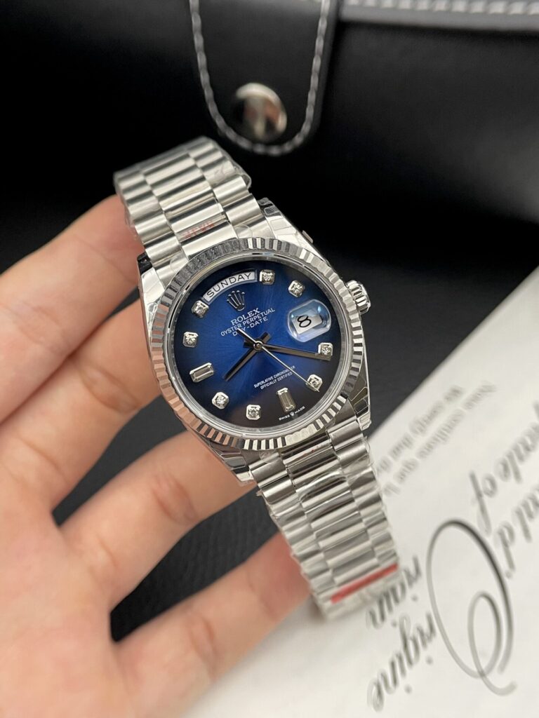 Đồng Hồ Rolex Day-Date Mặt Xanh Dương Fake 11 Nhà Máy EW 36mm (5)