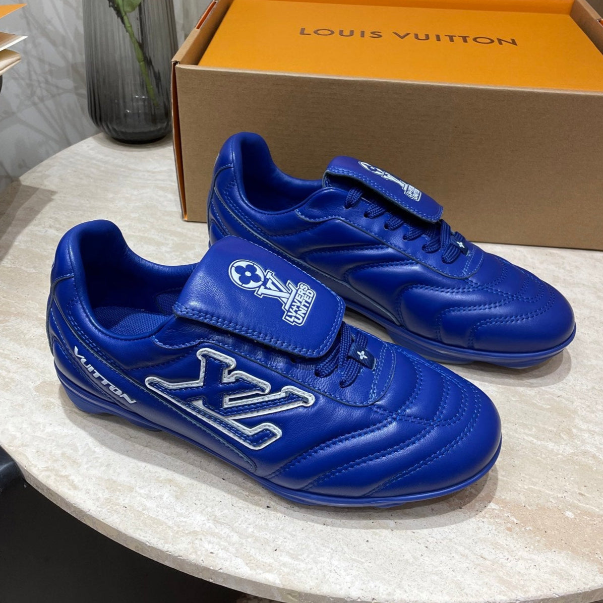 FOOTPRINT SOCCER SNEAKER IN COBALT BLUE CALFSKIN、mysite、Cacoeks