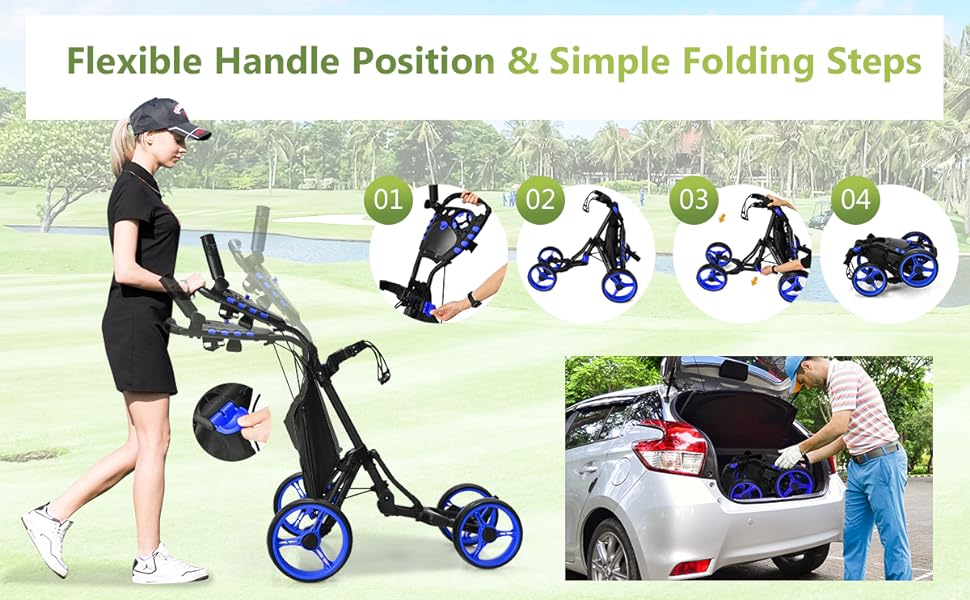 4 wheels golf push cart