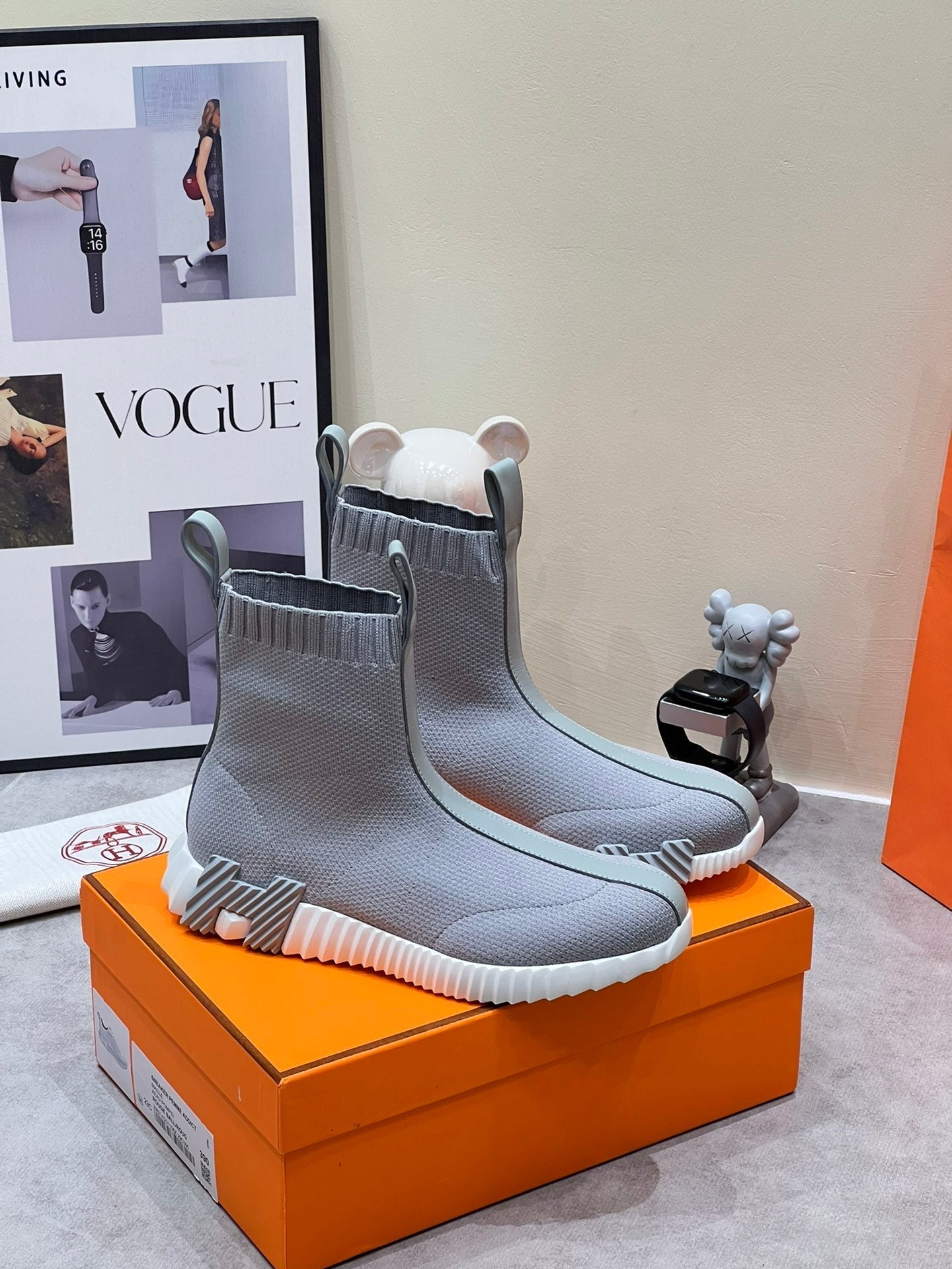 H FUN CLASSIC SNEAKER STYLISH LIGHT GRAY FABRIC、mysite、Cacoeks