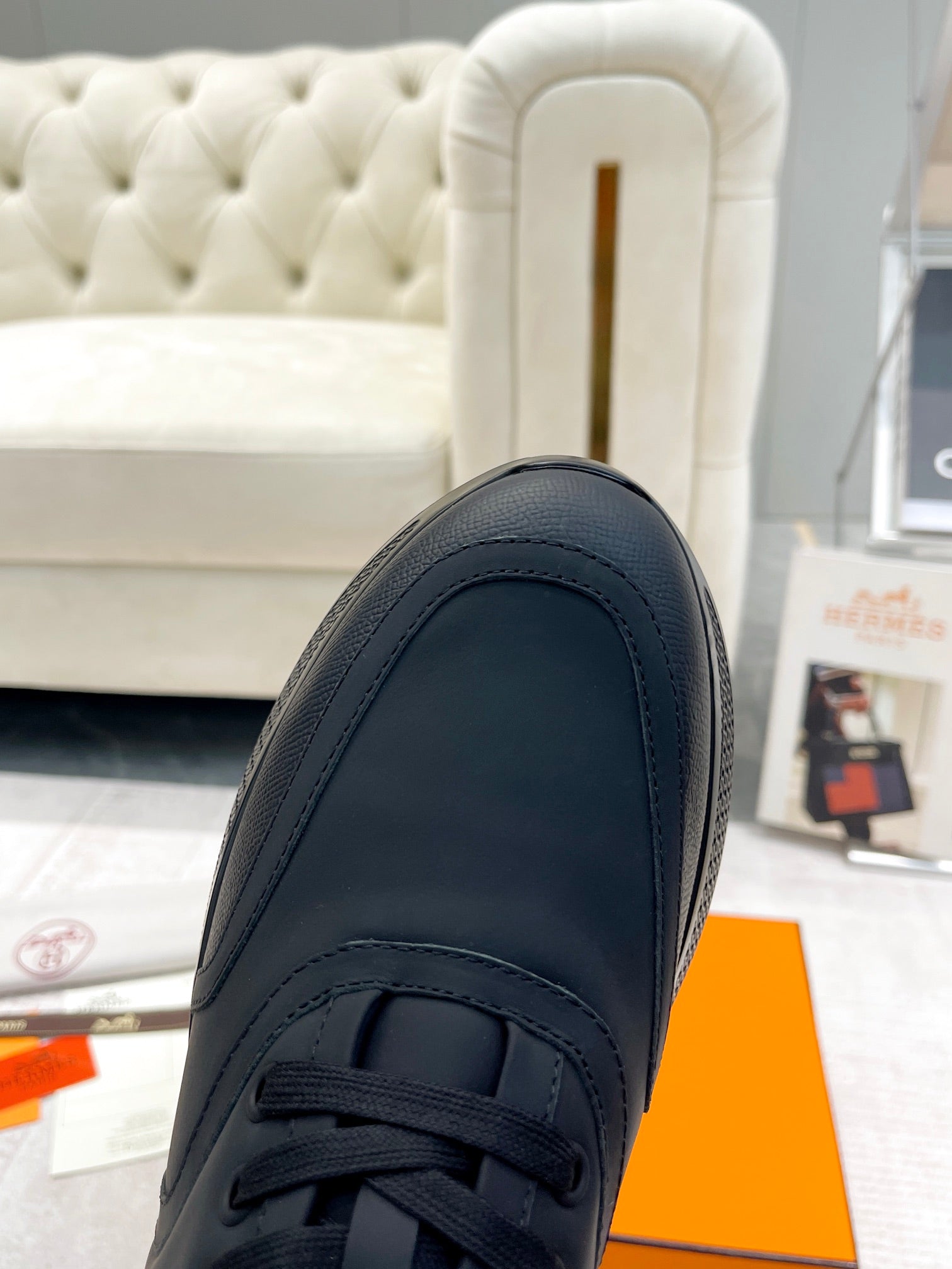 GIGA SNEAKER IN FULL BLACK STITCHED MESH AND CALFSKIN、mysite、Cacoeks