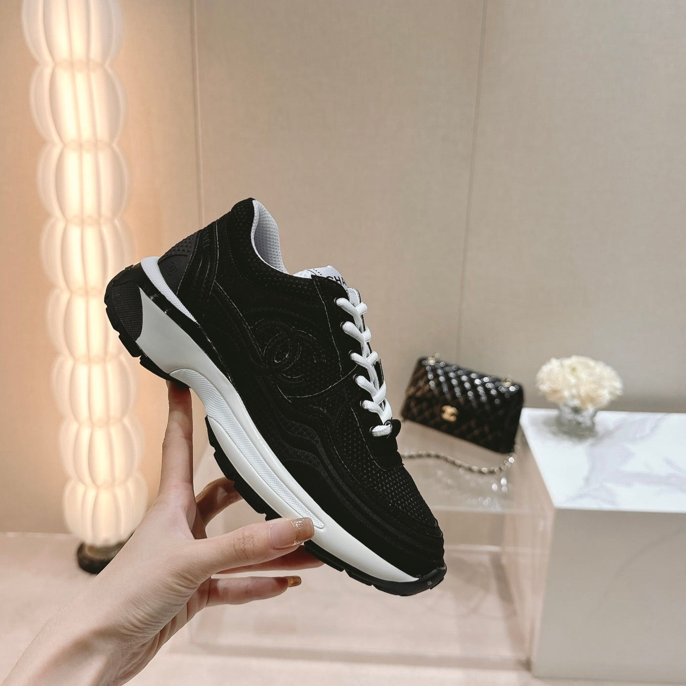 Women's Black White Sneaker Breathable mesh、mysite、Cacoeks