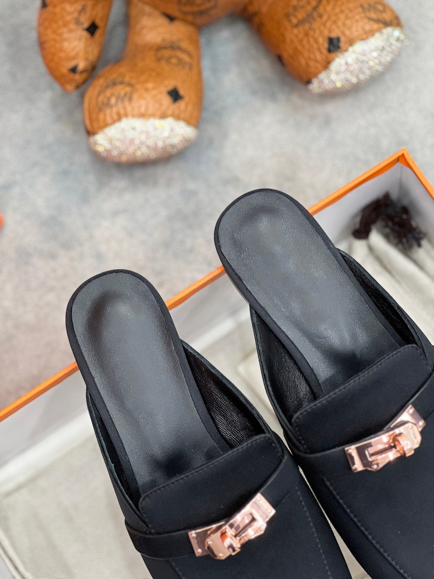 0Z Mule Black Silk Thick Cloth/Sheepskin、mysite、Cacoeks