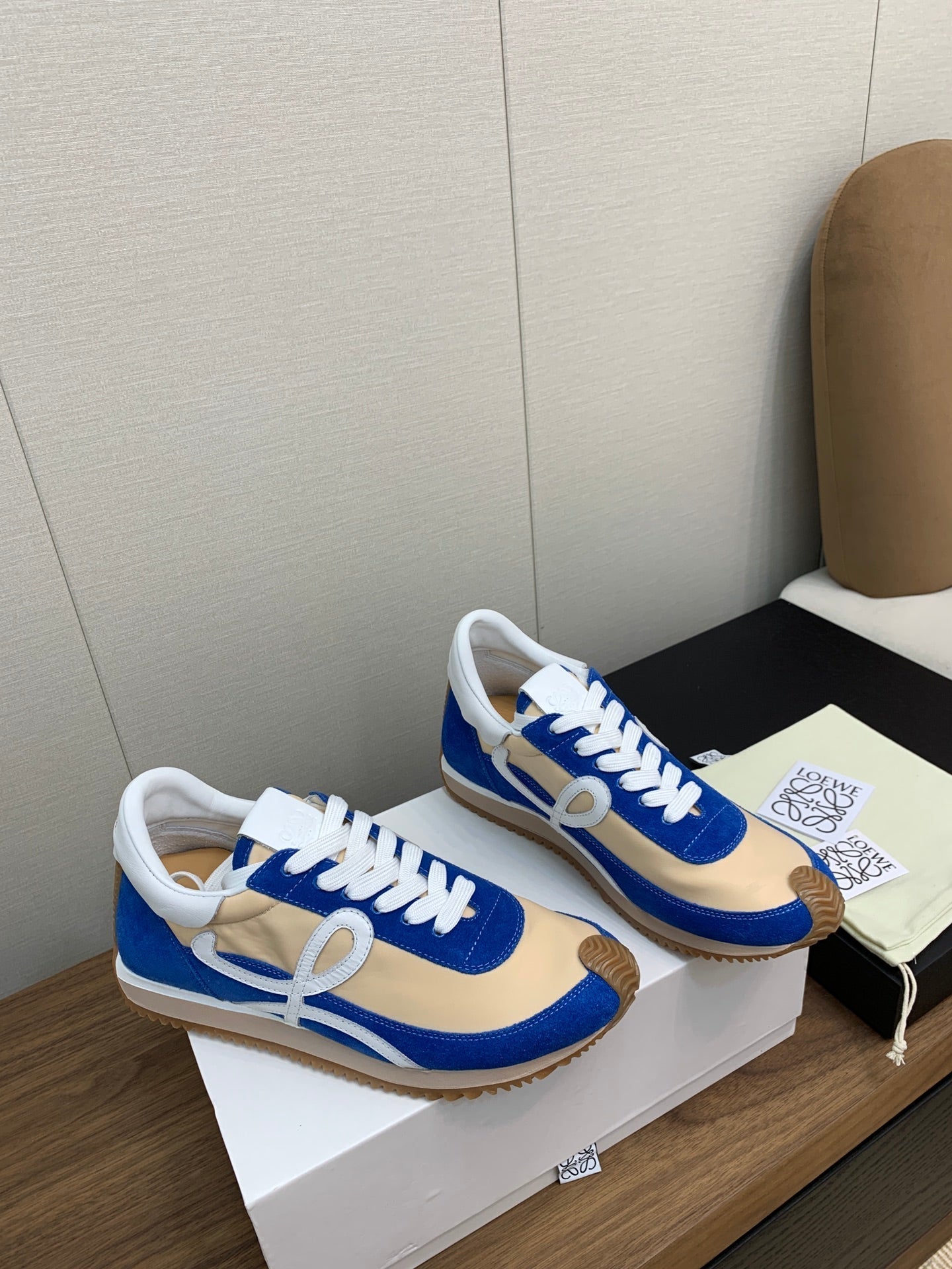 LW FLOW RUNNER SNEAKER COBALT-BEIGE SUEDE、mysite、Cacoeks