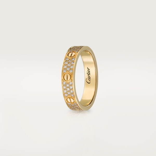 Love wedding band, diamond-paved Yellow gold, diamonds